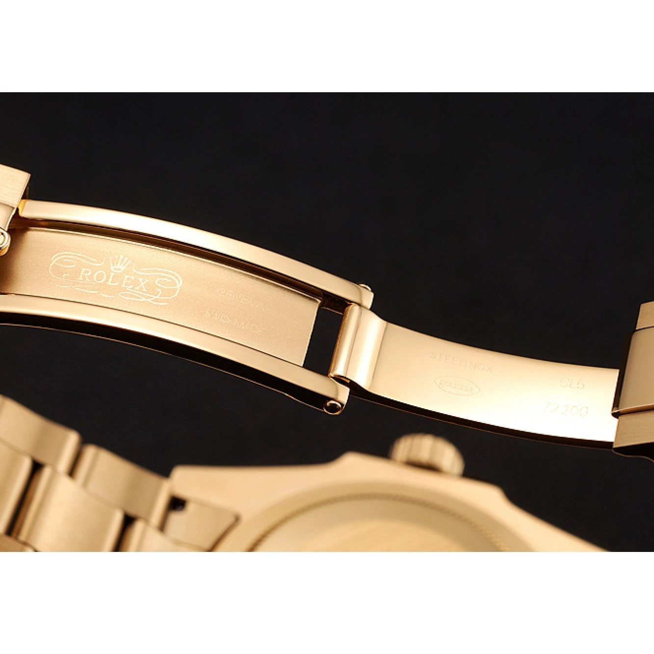 Aaa replica watch II Bracelet Gold GMT Black Master Dial Rolex And 1453749 Bezel Case Gold Swiss 0618